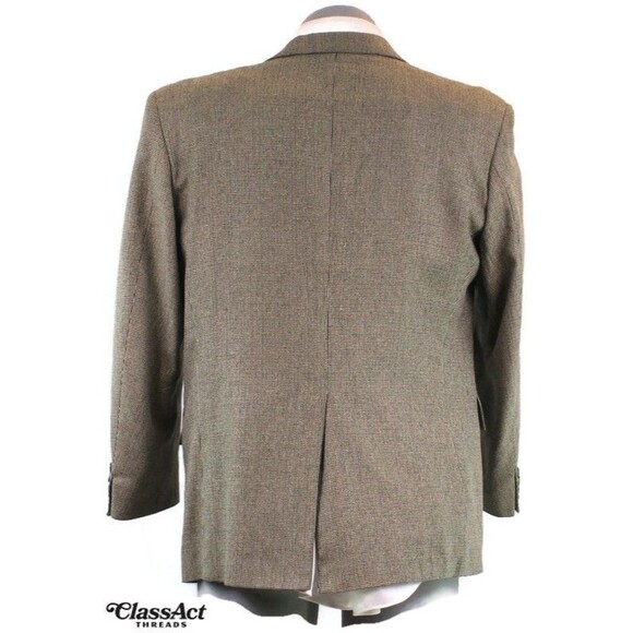 Chaps Ralph Lauren Blazer Mens Silk Blend Houndstooth Suit Jacket Sport Coat 42R - Picture 6 of 8